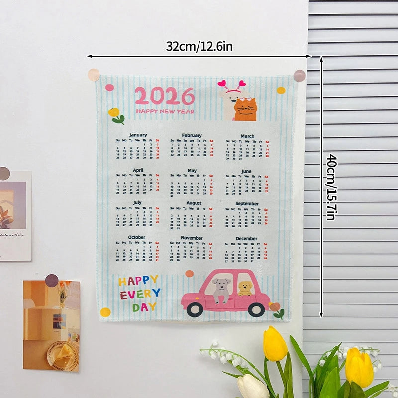 2026 New Year Tapestry 2026 Calendar Backdrop Cloth Dormitory Bedroom Decorative Background Cloth INS Wall Hanging Blanket