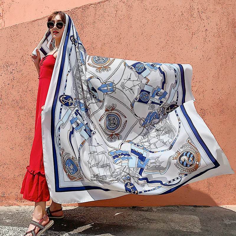 140x180cm Celebrity With The Same Cover-Ups Women Large Beach Dress Bikini Bathing Swimwear Sunburn Protection Sarong Wrap Scarf