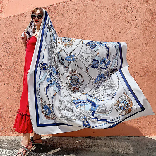 140x180cm Celebrity With The Same Cover-Ups Women Large Beach Dress Bikini Bathing Swimwear Sunburn Protection Sarong Wrap Scarf