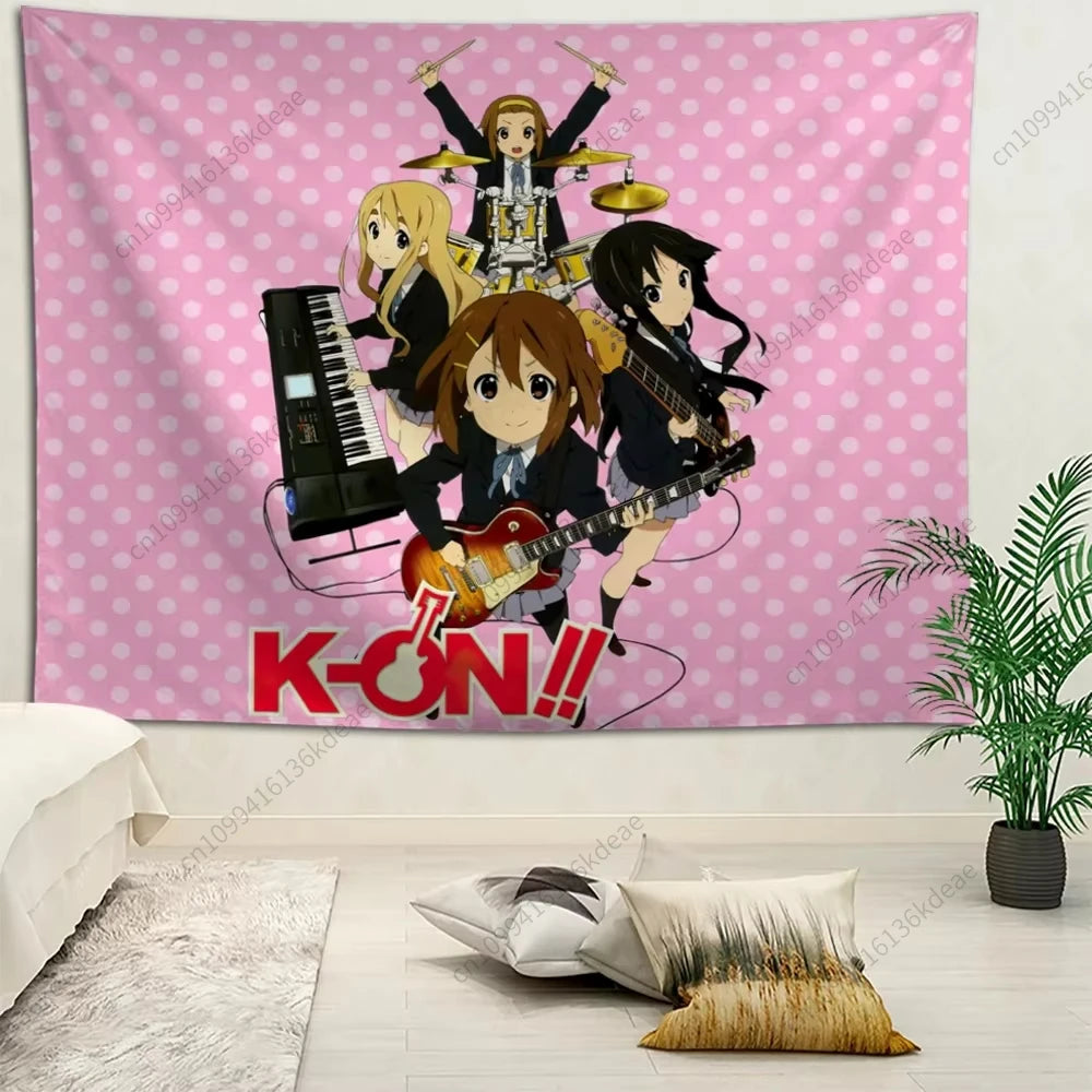 2025 Hot Cute Anime Tapestry K-ON Kawaii Flags Wall Tapestries Wall Hanging Bohemian Aesthetic Room Decor Background Cloth Gifts