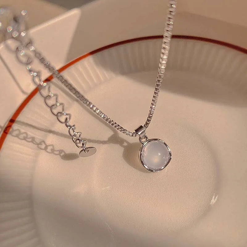 Y2K Shiny Star Necklace for Women Girls Silver Color Crystal Pendant Clavicle Chain Necklace Set Fashion New Trendy Party