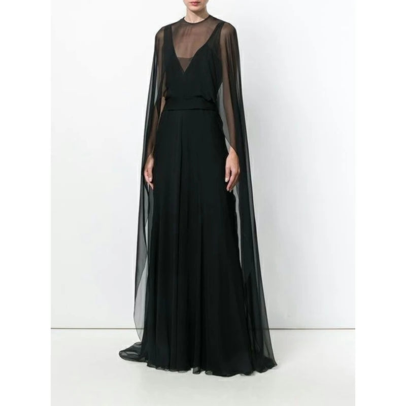 Womens High Low Polka Dot/Solid Color Sheer See-through Cover-ups Summer Holiday O Neck Cape Blouse Female Jacekt Long Party Top