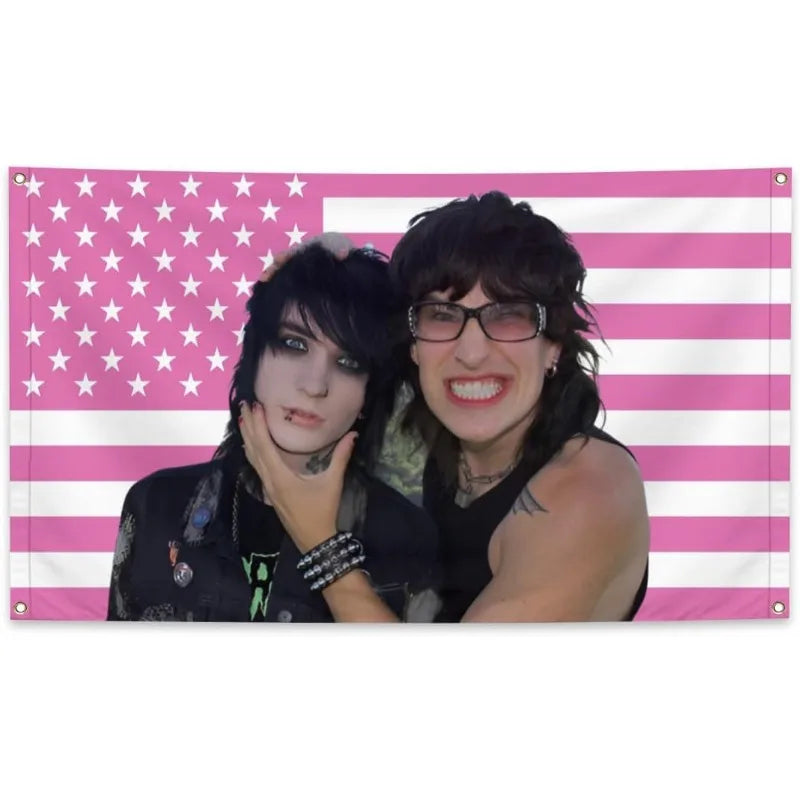 1pc American Flag Wall Tapestry] MadeInUU Jake and Johnny Themed Pink American Flag Wall Tapestry Wall Art for Home Decor