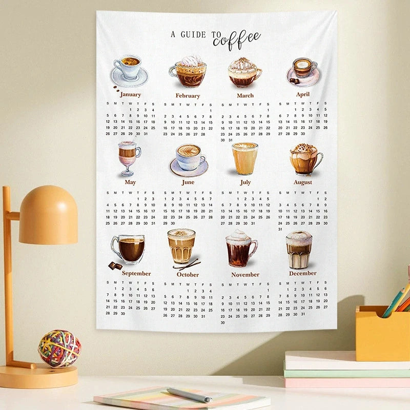 2026 New Year Tapestry 2026 Calendar Backdrop Cloth Dormitory Bedroom Decorative Background Cloth INS Wall Hanging Blanket