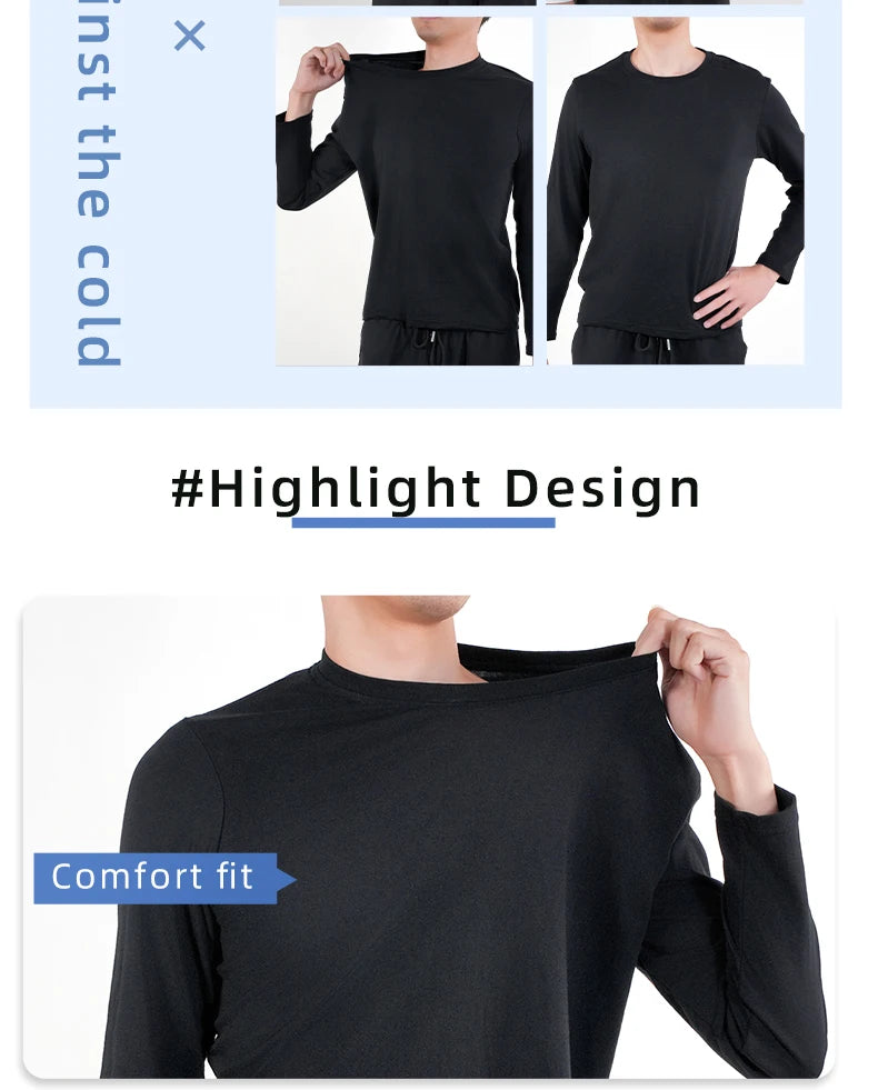 1PC Mens White Black T Shirts Casual Long Sleeve Top Cotton Moisture Wicking O-Neck Tees Tanks Classic Loose Tshirts for Men