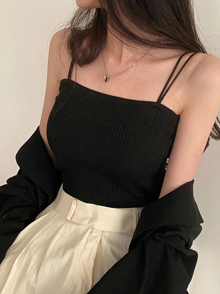 2025 Casual Women Halter Crop Tops Summer Sleeveless Camis Backless Strap Tank Top Slim Solid Short Female Tube Cropped Vest