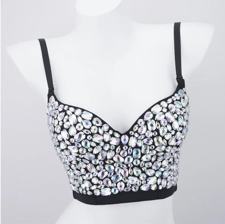 Y2k Top Shirts for Women Clothing Sexy Tank Tops Bra Bling Diamond Rhinestone Fashion Clothes Hotsweet Party Night Club Corset
