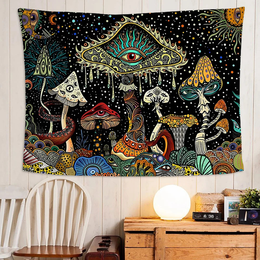 1 Pc Mushroom Tapestry Psychedelic Eyes Tapestry Sea Tapestry Peacock Bohemian Tapestry Abstract Ocean Tapestry Wall Hanging for
