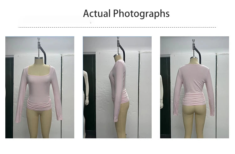 Women's Long Sleeve Tops Casual Scoop Neck Ribbed Knit Slim Fitted Basic Tee Shirts Trendy Spring Outfits