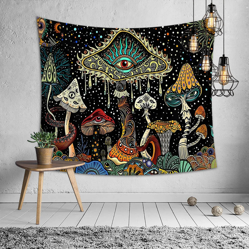 1 Pc Mushroom Tapestry Psychedelic Eyes Tapestry Sea Tapestry Peacock Bohemian Tapestry Abstract Ocean Tapestry Wall Hanging for