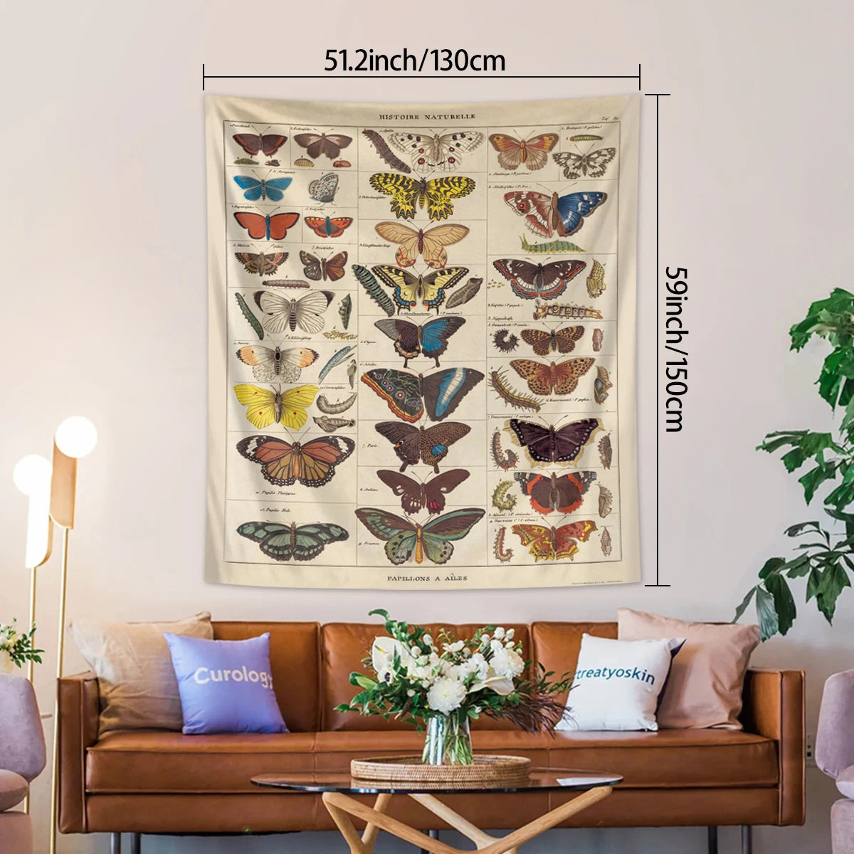 1pc Retro Butterfly Tapestry, Colorful Butterfly Retro Tapestry Wall Hanging, Insect Butterfly Tapestry Bedroom Decoration
