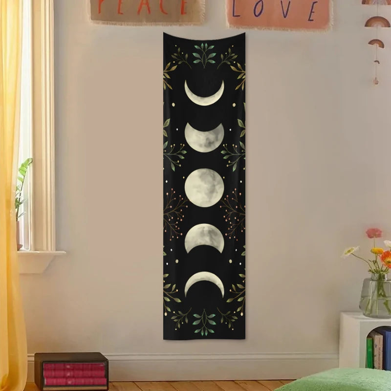 1pc Moon phase tapestry, flower and plant tapestry, moon phase tapestry room decoration wall hanging living room decoration