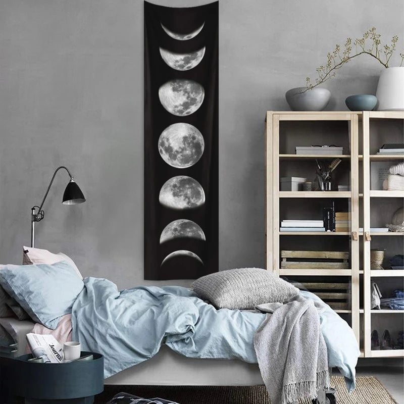 1pc Moon phase tapestry, plant flower butterfly tapestry, moth tapestry, room living room decoration, background wall hanging