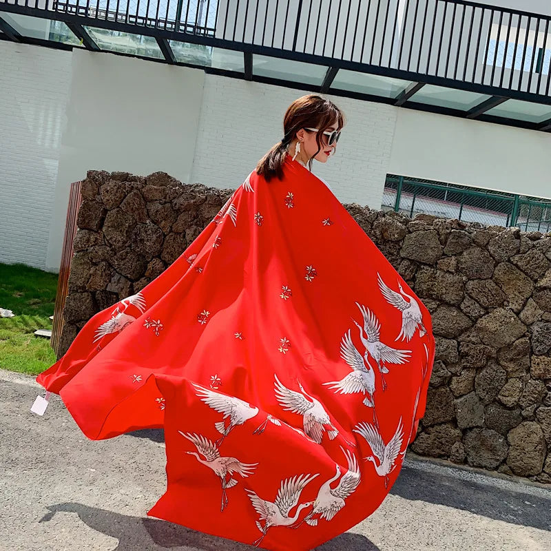 140x180cm Celebrity With The Same Cover-Ups Women Large Beach Dress Bikini Bathing Swimwear Sunburn Protection Sarong Wrap Scarf