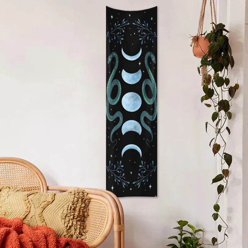1pc Moon phase tapestry, flower and plant tapestry, moon phase tapestry room decoration wall hanging living room decoration
