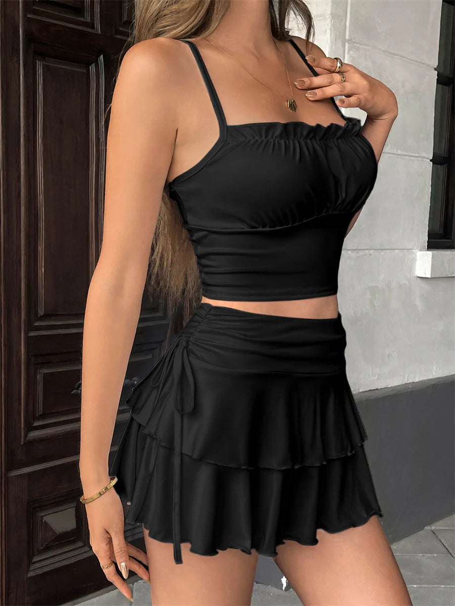 2025 New Solid Color Skirt Women Summer Fashion Outdoor Versatile High Waist Slim Fit Elastic Waist Short Skirt Goods In Stock