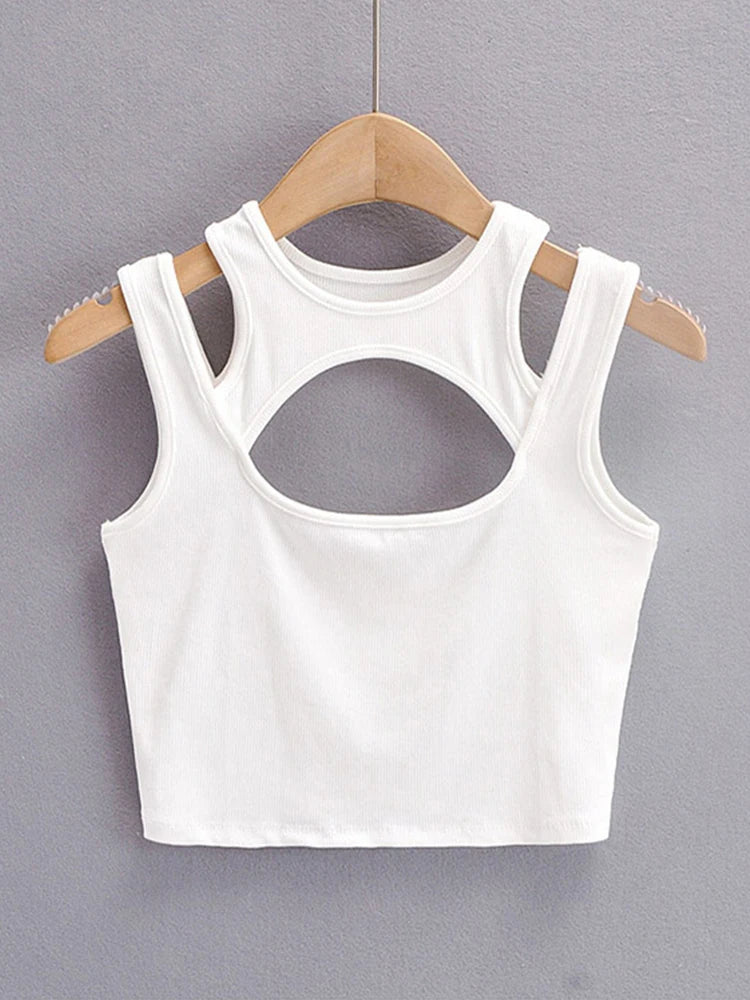 2024 Summer NEW Arrival Women Solid Color Sexy Causal 2 Piece Croped-Tops Tanks For Ladies