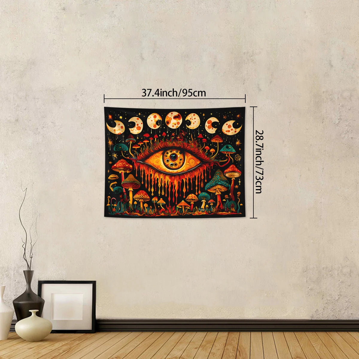 1pc Bohemian Mandala Tapestry, Retro Plant Flower psychedelic Tapestry, Hippie Style Room Decoration Wall Hanging