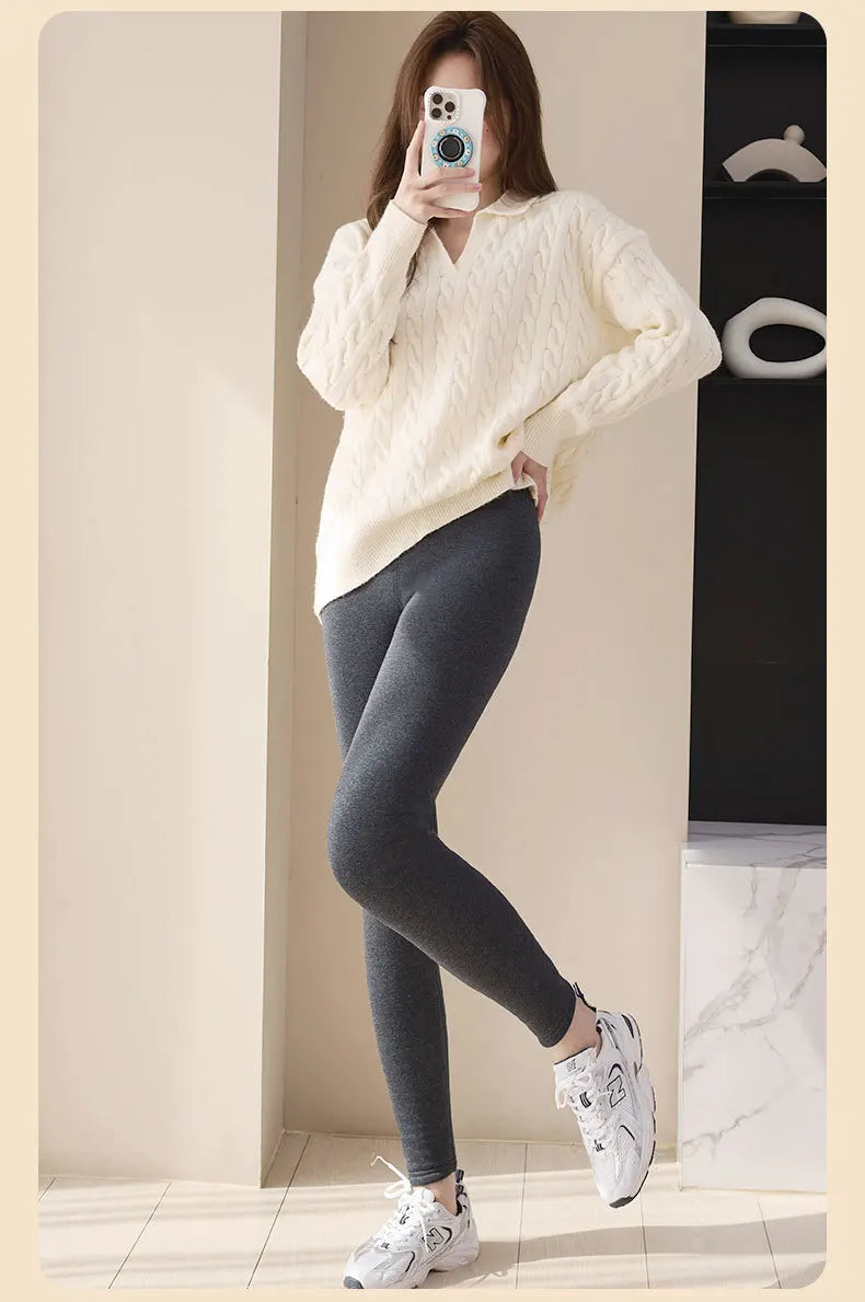 Women Winter Stretch Leggings High Waist Plush Leggings Thickened Keep Warm Leggings Woman Velvet Comfortable Thermal Leggins