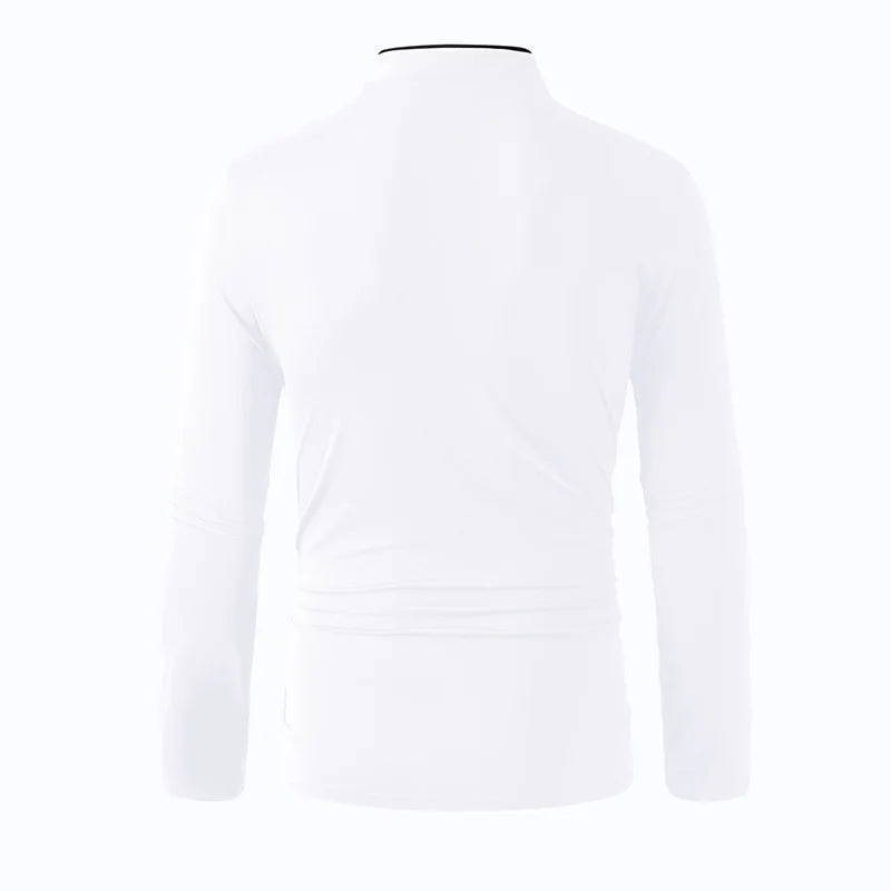 2025 New Men's Casual and Fashionable Solid Color Long Sleeved Stand Up Collar T-shirt Summer Versatile and Comfortable Top