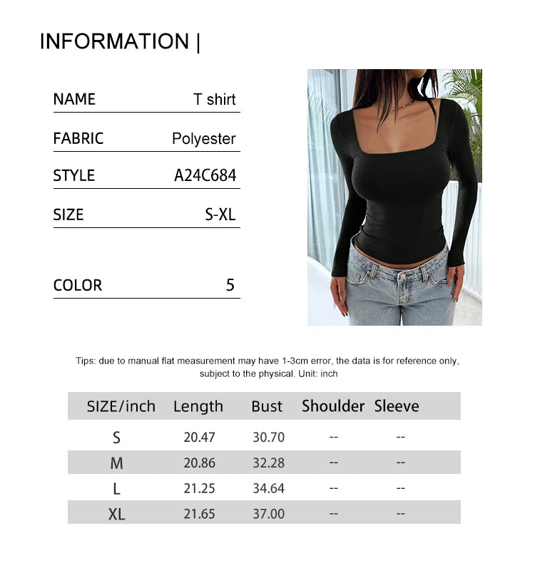 Women's Long Sleeve Tops Casual Scoop Neck Ribbed Knit Slim Fitted Basic Tee Shirts Trendy Spring Outfits