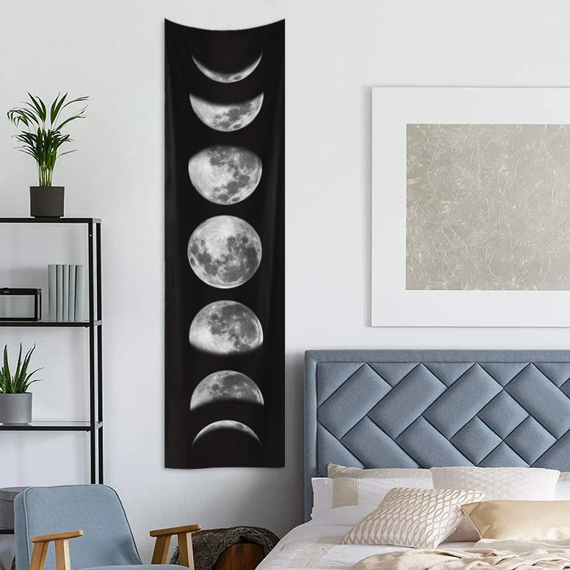 1pc Moon phase tapestry, plant flower butterfly tapestry, moth tapestry, room living room decoration, background wall hanging