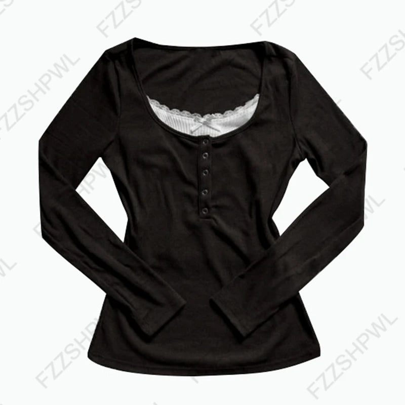 Y2K Gothic Women's Long Sleeve T-Shirt Casual Slim Chic Graphic Print Crop Top Grunge Punk Hip Hop Harajuku Aesthetic Streetwear