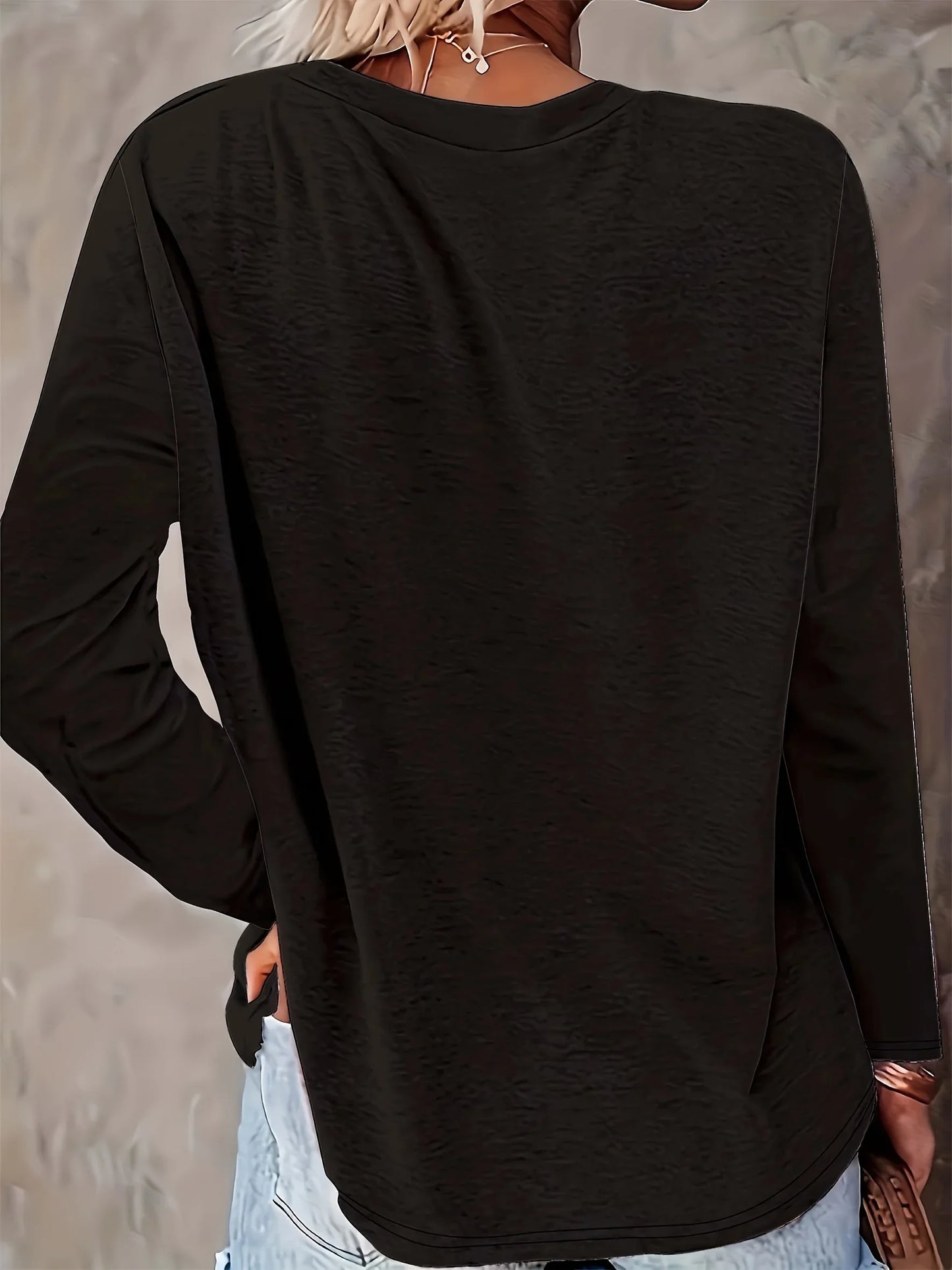 100% pure cotton women's spring and autumn comfortable casual long sleeved Paris graphic printed round neck T-shirt