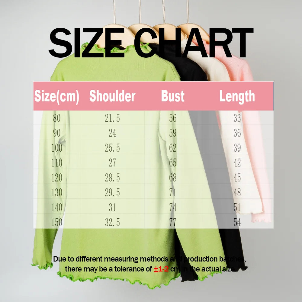 2025 Children's Clothing Autumn And Winter New Long Sleeved Girls' Base Fashion Collar Lace Solid Color Long Sleeved T-Shirt