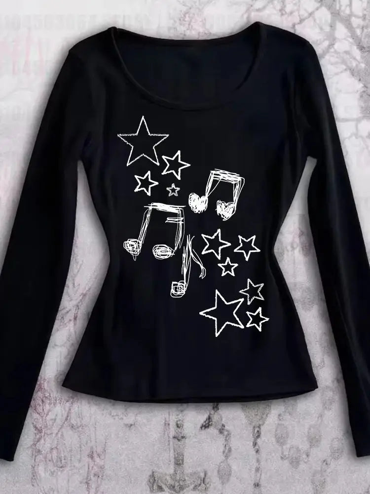 Women Top Y2k 2000s Tops Woman Clothes Baby Tees Y2k Kitty Emo Spring 2025 Woman Gothic Long Sleeve 90s Clothes Vintage Kpop