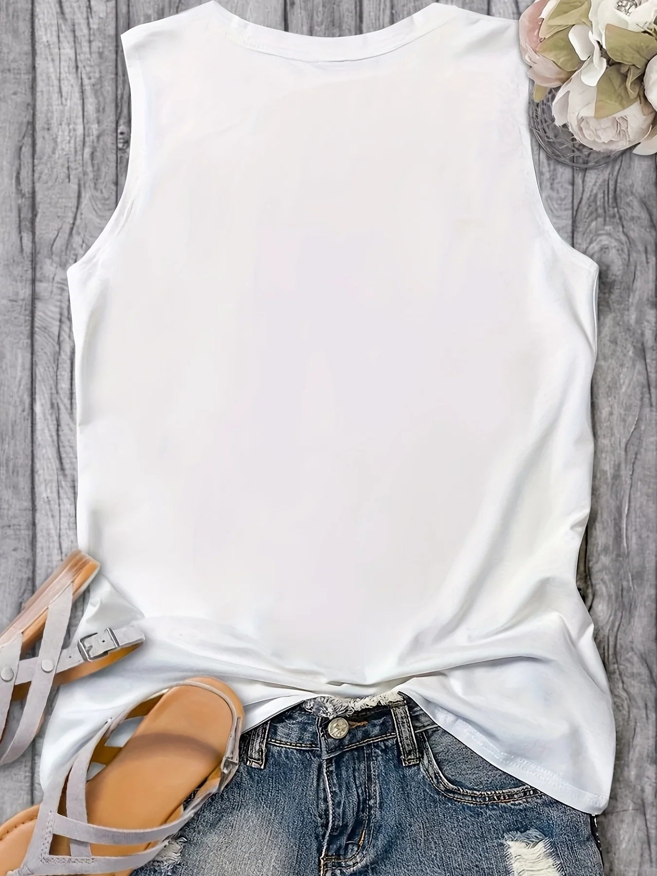 Women's Summer Coconut Tree Print Large Casual Sleeveless Loose Tank Top T-shirt