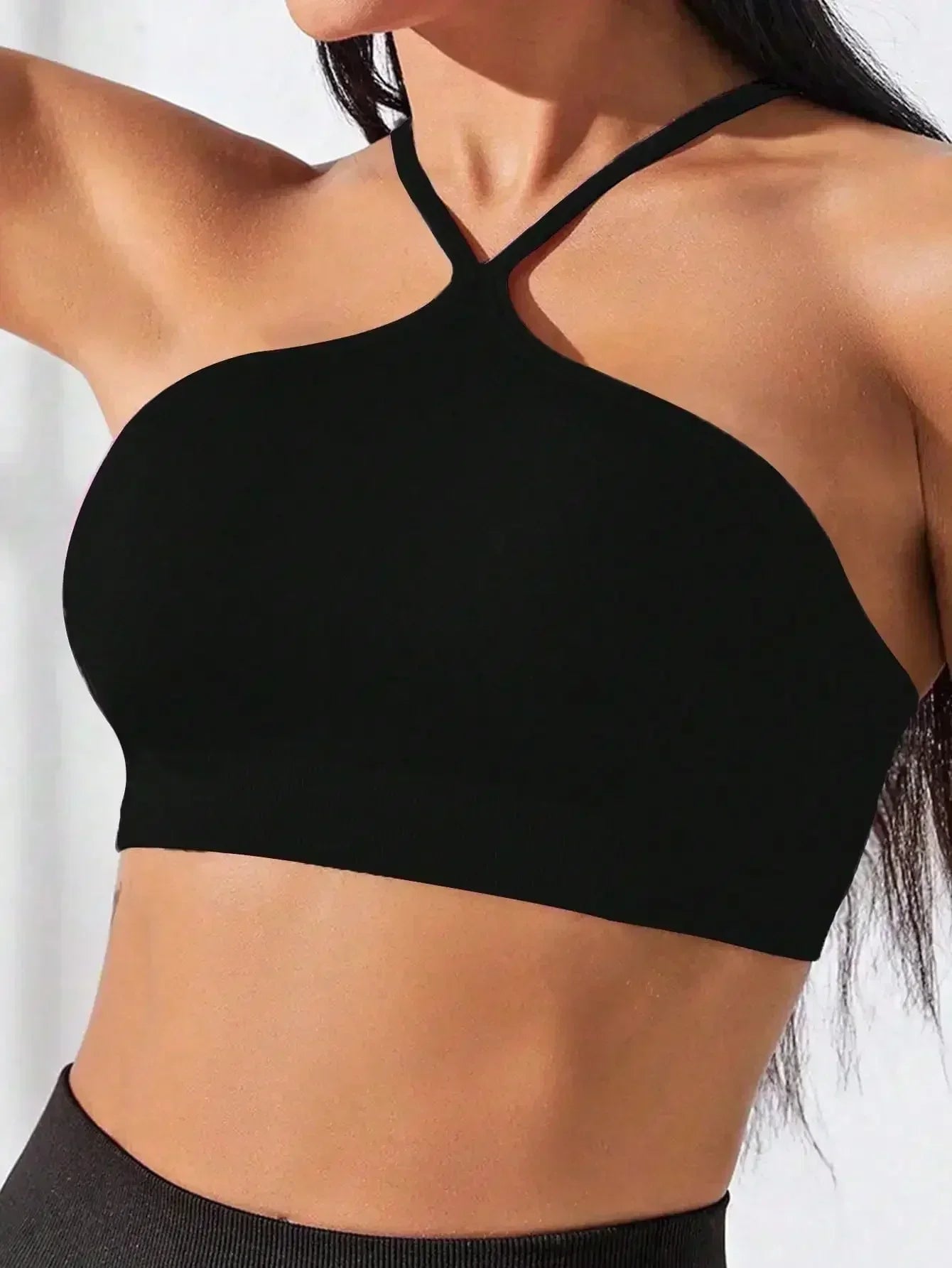 Women's Criss Cross Slim Fit Sports Cami Top Seamless Halter Crop Tee Shirt Tops Workout Tops