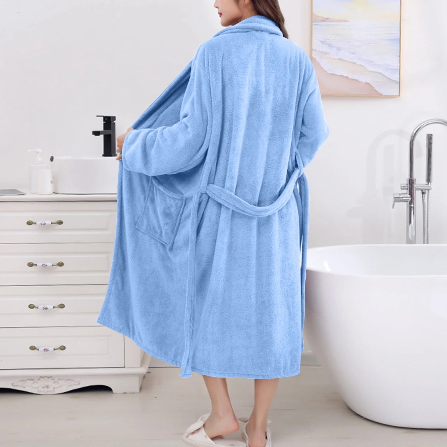 Women's Coral Fleece Robe Autumn Winter New Style Medium Length Home Indoor Wear Warmth Comfortable Sleepwear Nightgown