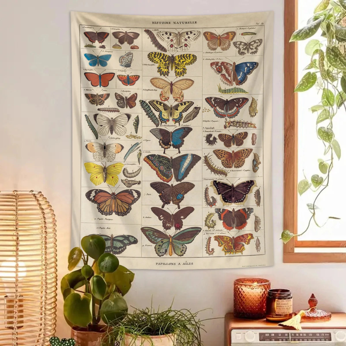1pc Retro Butterfly Tapestry, Colorful Butterfly Retro Tapestry Wall Hanging, Insect Butterfly Tapestry Bedroom Decoration