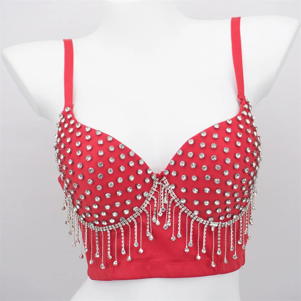 Y2k Top Shirts for Women Clothing Sexy Tank Tops Bra Bling Diamond Rhinestone Fashion Clothes Hotsweet Party Night Club Corset