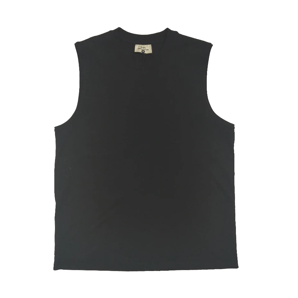 230Grams 100% cotton Vest Men Sleeveless T-shirt Heavy and Old Shoulder Retro Loose Unisex Vintage Tops