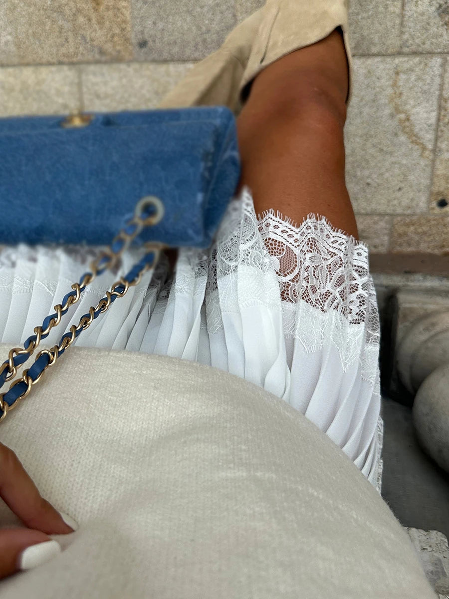 Women Y2k Lace Mini Skirt Fairy Coquette Low Rise Pleated Ruffle Half Slip Skirt Vintage Layered Flowy Short Skirt Streetwear