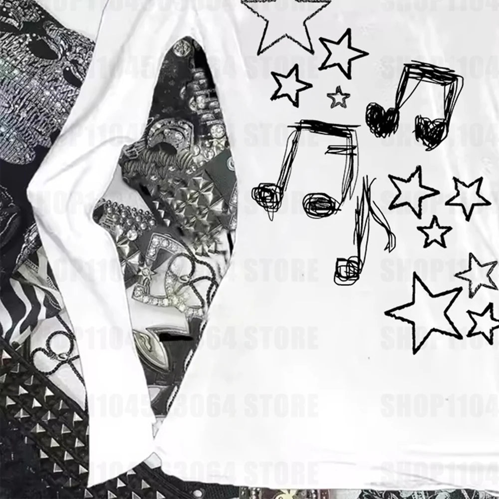 Women Top Y2k 2000s Tops Woman Clothes Baby Tees Y2k Kitty Emo Spring 2025 Woman Gothic Long Sleeve 90s Clothes Vintage Kpop