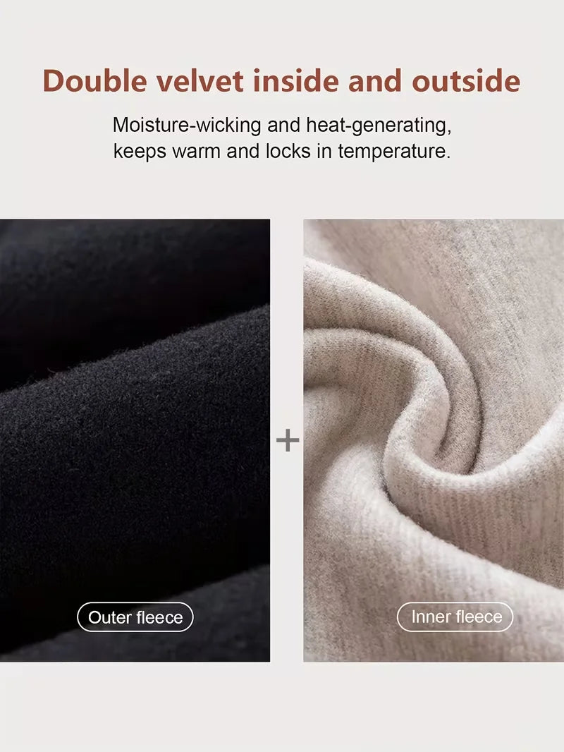 Women's Fleece-lined Wide-leg Pants, Winter High-waisted Thermal Straight-leg Pants, Women's Winter Wear, Winter Trousers，Jeans